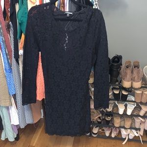 Open back black lace dress